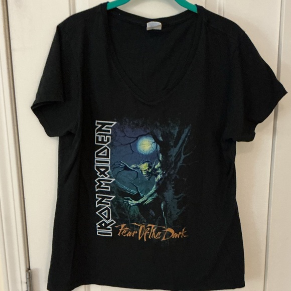 Tops - Iron Maiden Black Fear of the Dark Graphic T-Shirt tee